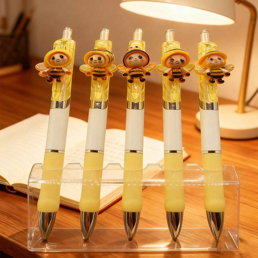 3/6支装可爱蜜蜂造型黑色中性笔,可爱蜜蜂装饰图案,书写优雅,适合送给护士、教师、同事,也可作为圣诞节、生日、学生礼物。 - 創意筆 - 查看 1