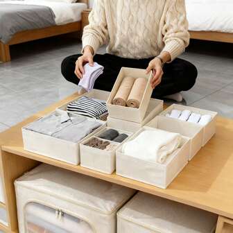 10/8/6/1 pieza Organizadores de cajones, Cajas de almacenamiento de ropa interior y calcetines, Juego de organizadores de cajones, Divisores de ropa interior, Cajas de almacenamiento de armario y tocador, Adecuado para bragas, calcetines, leggings, Juego de 29 piezas