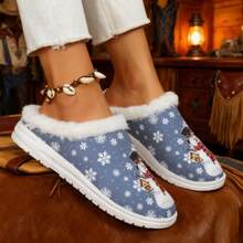 Women's Sandals Platform Snow Boots - Warm And Durable Shoes For Outdoor Non Slip Comfort, Thickened Flat Soles With Winter Slippers - 藍色 - 查看 3