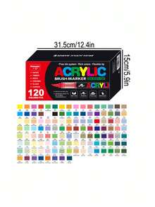 12/24/48/60/72/120/200 Colors Professional Artist Pen Set - Dual Brush Art Markers, Flexible Brush & Fine Tip Sketching 168 Colors Soft Tip Free Press Painting Doodle Overlay Pen Straight Liquid Acrylic Marker For Stone, Glass, Ceramic, Easter Eggs, Metal, Wood, Waterproof Great Gift For Family And Friends! - Multicolor - View 26