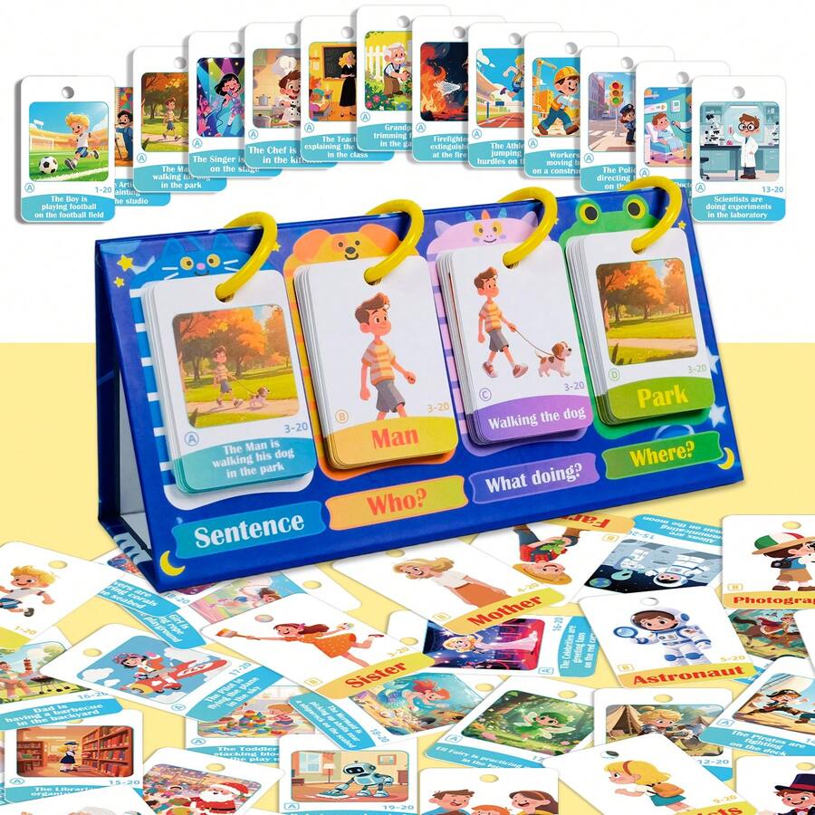 句子构建闪卡 | 80张WH疑问词游戏（谁、什么、哪里） | 言语治疗自闭症学习材料 | 儿童ESL教师资源 - 彩色 - 查看 1