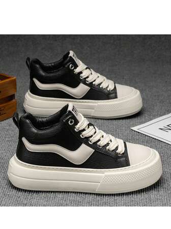 High-Quality Mid-Top Sneakers, New Thick Sole Casual Fashion Versatile Sports Shoes, White Sneakers For Men