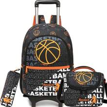 女童拉杆背包，适合8-12岁女孩，可爱带轮书包，带午餐盒，返校用品