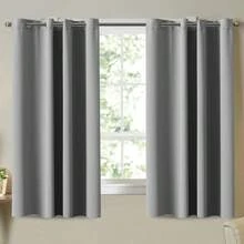 Blackout Curtains Thermal Insulated Grommet Window Drapes Eyelet Curtains For Bedroom/Living Room Set Of 2 PanelsEach W132cm X D160cm  Grey - DoveGrey - View 1