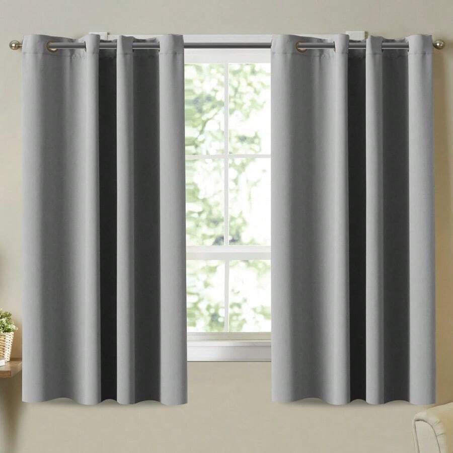 Blackout Curtains Thermal Insulated Grommet Window Drapes Eyelet Curtains For Bedroom/Living Room Set Of 2 PanelsEach W132cm X D160cm Grey - DoveGrey - View 1