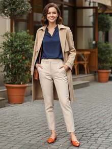 WHDXY 1 Pair Women's Pointed Toe Flats, Soft Leather Office Shoes, Versatile Loafers, Shallow Soft Bottom Fairy Style Flat Heel Slip-On Commuter Shoes - Burnt Orange - View 8