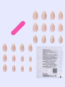 24片杏仁形短指甲，简约甜美风格，乳白色渐变，镶嵌银色水钻，圣诞美甲，适合女孩/女士约会、送礼、情人节、日常美甲套装，包含1片果冻凝胶和1个指甲锉。 - 彩色 - 查看 3