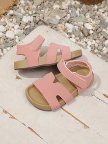 1双儿童露趾防滑沙滩凉鞋，软底休闲套脚拖鞋，男女童均适用 - 粉色 - 查看 6