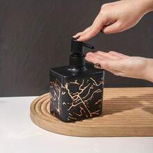 1pc Marble Pattern Plastic Soap Dispenser , Easy Press, Slip-Resistant, Reusable For Hand, Lotion, Shower Gel, Shampoo, Bathroom & Kitchen,Hotel Washing Hand Bottle - Multicolor - View 7
