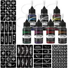 yikexuanli Bộ 3 miếng dán xăm Henna + Khuôn xăm rỗng, Nhiều mẫu, Vẽ nghệ thuật cơ thể, Bộ dụng cụ xăm tạm thời bán vĩnh viễn, Khuôn xăm tự làm, Phù hợp cho hình xăm tạm thời nam/nữ, Trang trí ngày lễ - Nhiều màu - Xem 21
