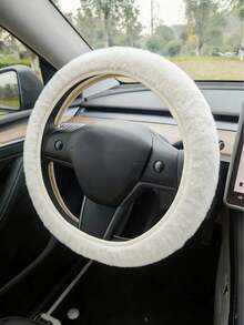 Short Plush Car Steering Wheel Cover With Shoulder Strap, Warm Anti-Slip Steering Wheel Sleeve, Elastic Steering Wheel Cover For Winter Without Inner Ring - one-size - View 6