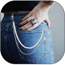 Vivian&CD Jean Chain Belt For Men&Women, Pocket Chain Goth Punk Chain Belt Chain Layered Chunky Pants Chain And Vintage Hip Hop Wallet Chain Jewelry Accessory For Women Men - Ngọc trai3 - Xem 7