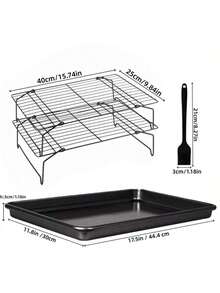 1/3 Tier Cooling Rack, Suitable For Cookies, Cakes, Etc. - Quickly Cools Multiple Batches Of Cookies, Cake Layers Or Pastries, Black