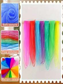 5条尼龙感官玩具围巾，色彩缤纷的糖果色舞蹈方巾套装，适合日常玩耍、舞蹈和杂耍，是圣诞节、新年和万圣节等节日活动的百搭礼物 - 彩色 - 查看 9