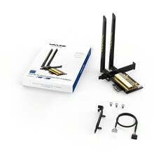 WAVLINK WiFi 6E PCIe Network Card,Tri-Band AX210 Wireless Adapter With Bluetooth 5.3,MU-MIMO, WPA3, OFDMA, Low-Profile Bracket, Heat Sink,For Desktop,Pc,Computer Case,Computers Stuff,Windows 10/11 - Black - View 10