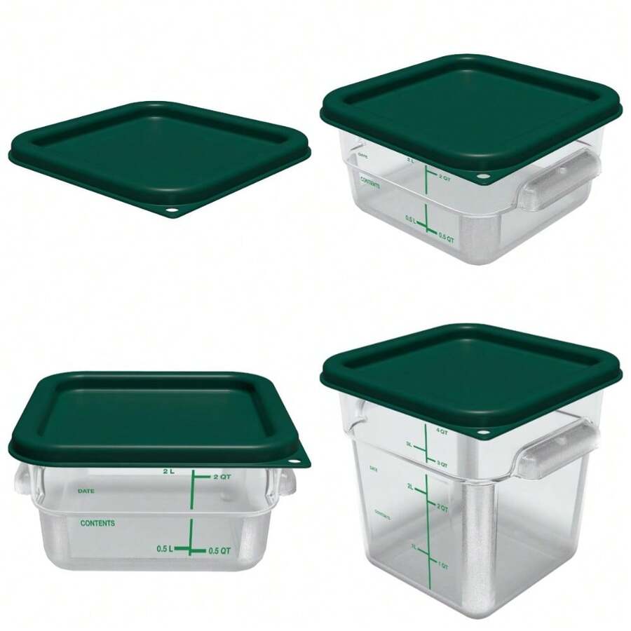 Square Food Storage Container Lids Stackable Design For Catering Buffets Restaurants 2 To 4 Quarts Forest Green - 1 - Xem 1