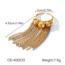 1pc Chain Tassel Open Ring, Zirconia & Pearl Decor, Elegant Jewelry Accessory For Women, Suitable For Daily Wear - Multicolor - View 9