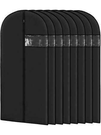 5pcs Suit Garment Bags With Window, Hanging Clothes Storage Bags For Shirts, Suits, Dresses, Jackets, Portable Clothing Protector Bags For Closet, Bedroom, Dorm, Home