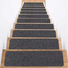 防滑楼梯垫，室内自粘式踏步垫，四季通用家居装饰楼梯垫，冬季保暖防滑楼梯垫，可选1/7/15片装，适用于室内木质台阶，可水洗重复使用，是儿童、老人和宠物的理想之选，防止宠物和老人滑倒，装饰性楼梯垫 - 彩色 - 查看 4