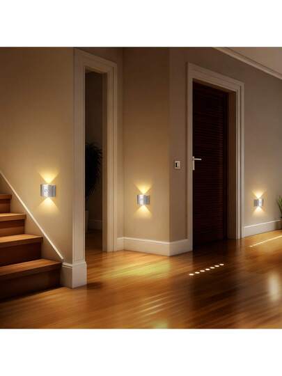 LED Slimme Sensor Night Light, Indoor Motion Wand Lamp, Wireless Battery Powered, Adhesive Rotatable, Portable, Easy To Install, Adjustable Temperature Brightness, Hallways, Bathrooms, Bedrooms, Kitchens, Cabinets, Stairs, Entrances, Bedside, Tables, Closets, Home ation, Living Room Bedside Cordless Verlichting view 4