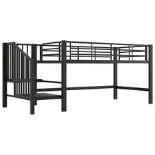 Semi-High Loft Bed 90 X 200 With Storage Ladder, Black - Black + Medium Density Fiberboard + Metal - View 5