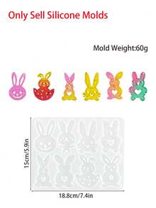 1 قالب مفتاح على شكل رأس أرنب ثلاثي الأبعاد فائق اللمعان، قالب مفتاح على شكل حيوان جميل، لعلامات الأمتعة والحقائب والقلادات، هدايا عيد الفصح DIY، لوازم حفلات عيد الفصح