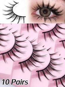 CMAYOME 10pcs/Set 4-14mm Natural Transparent Cross-Shaped Cartoon Style False Eyelashes, Korean/Japanese Style Fake Eyelash Set - Spiky Manga Lashes - View 11