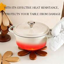 Wooden Trivet Set (4 Wooden Trivets & 1 Stand) - Kitchen, Heat-Resistant, Foldable Design, High-Quality Solid Wood, Ideal For Hot Dishes, Pots, Bowls, Teapots, And Family Treats. - Apple Style - View 9