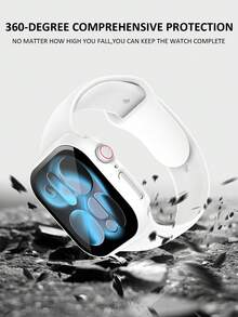 2pcs White PC + Tempered Glass Integrated Watch Case, Shock-Proof, Scratch-Resistant, Fashion Protective Cover, Compatible With Apple Watch Case 40mm/41mm/42mm/44mm/45mm/46mm/49mm, Compatible With Apple Watch Ultra/SE/11/10/9/8/7/6/5/4 Series, Comfortable Wear, Unisex, All-Round Protection - White + White - View 5