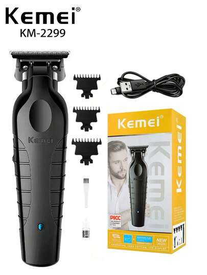  Kemei KM-2299 Hårtrimmer 0mm Zero Gapped Carving Clipper För Män Professionell Hårklippningsmaskin Elektrisk Uppladdningsbar Hårtrimmer Barbertrimmer Hår Skägg Rakapparat