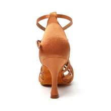 1 Đôi giày cao gót khiêu vũ Latin 7cm có đế lông, dùng trong nhà - màu nâu - Xem 6