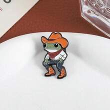 Cartoon Funny Cowboy Frog Enamel Pin Cute Amphibians Animal Metal Brooch Lapel Backpack Badge Jewelry Gifts For Friends - 1pc - 查看 5