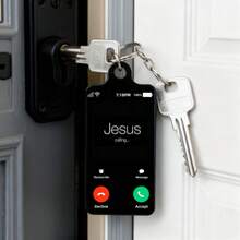 1pc Double-Sided UV Printed Jesus Call Metal Material Keychain, Unisex Fashion Accessory Bag Charm Keyring Gift