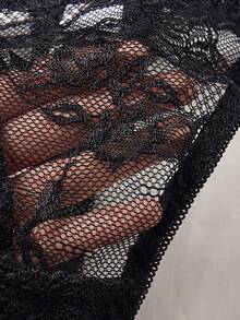 4-Piece Sexy Series Hollowed Out Straps Lace Bow Ladies Sexy Underwear Set,Christmas Lingerie,Christmas Lingerie Women,Lingerie For Women,Lencería Erótica De Mujer,Lingerie Set,Christmas Outfit Women,Lingerie For Women Roleplay,Lingerie For Women>Costume,Sexy Lingerie - 黑色 - 查看 3