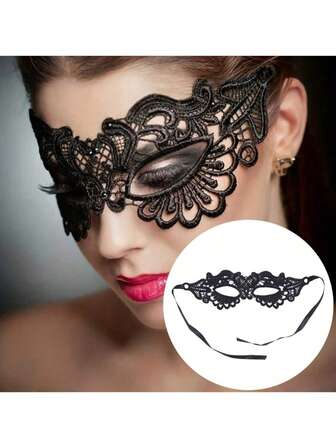 Spitzenmaske für die Hälfte des Gesichts, Ballmaske für Damen, schwarz, sexy Augenmaske