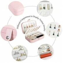 1 hộp đựng trang sức di động, hộp đựng bông tai, dây chuyền, nhẫn khi đi du lịch, hộp đựng trang sức tối giản, trang trí phòng. - Hồng - Xem 4