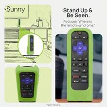 AWYYGripStand™ Remote Cover: Compatible With AirTag And Tile Mate Fits Roku Express 4K+ Voice/HDR With Side Buttons Streaming Stick 4K Stands Upright Secure Grip Lime Glow By 73andSunny - LimeGlow - Xem 3