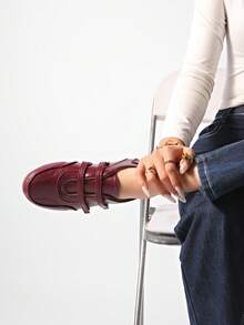 2025 New Summer Women Red Hook And Loop Casual Soft Bottom Breathable Leather Shoes - Burgundy - View 6