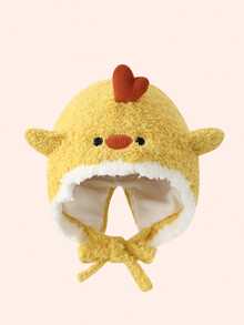 1pc Cute Cartoon Animal Baby Hat, Toddler Warm Plush Winter Hat, Baby Girl Knitted Chicken Cap