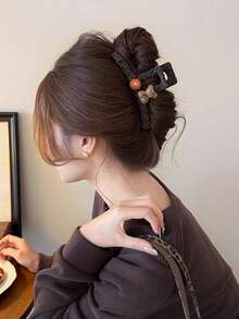 topshiny 1pc Leopard Print Cute Bear Large Hair Clip, Elegant Hair Claw For Women Hair Accessories Fashion Hair Clutch