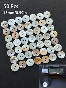 20/50pcs Natural Seashell Beige, Undyed Round Buttons, Delicate Shirt Buttons, Versatile Small White Buttons - Beige - View 13