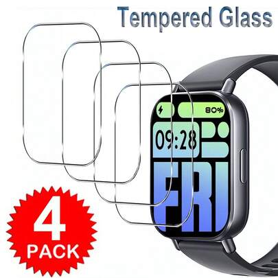 4Pcs Tempered Glass Screen Protector Compatible With Xiaomi Redmi Watch 4 Watch 5 Lite Watch 5 Active Screen Glass Film Protector Transparent Protective Ultra Anti-Fingerprint Bubble-Free HD Clear Scratch-Resistant Protection Screen Protection Essentials, Applicable To Daily Shield, Office, Home Daily Shield Office Home Watch Accessories Watch Screen Protector Waterproof Shockproof Anti-Fall Scratch Resistant