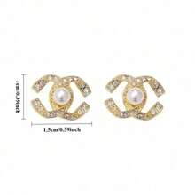 Two Pairs Of Christmas Earrings For Ladies - Letter C Earrings (Gold+Silver), Ladies' Headband, Ladies' Temperament Earrings, Finely Crafted | Lightweight And Comfortable, Suitable For Daily Wear, Parties, Dinners, Vacations, Christmas, Valentine's Day, Thanksgiving, Christmas Gifts Preferred - Vàng và Bạc - Xem 3