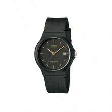 Casio Serie YOUTH - Reloj de mujer de esfera redonda, tres manecillas, moda simple, con visualización de fecha, movimiento de cuarzo japonés y coreano, esfera negra MW-59-1E - Negro - Ver 1