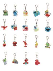 1pc Cute Sesame Street Character Keychain Pendant Zipper Pull Bag Charm Suitable For Back To School Valentine's Day Christmas Gifts Purse Charm Keyring - Multicolor - View 4