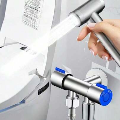 Water-Saving Stainless Steel Toilet Companion Set - Includes Urinal Flush Valve, Non-Drill Booster, And Dual-Use Angle Valve With Female Sprayer - Easy Bathroom Upgrade Bathroom Accessories Bathroom Tools