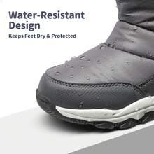 Kids Lightweight Slip-Resistant Snow Boots For Boys & Girls | Waterproof Mid-Calf Winter Shoes For Kids - 灰色 - 查看 7