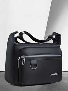 Men's Casual One Shoulder Messenger Bag, Large Capacity Multi-Pocket Commuter Shoulder Bag For Files & Coins - Brown - View 1