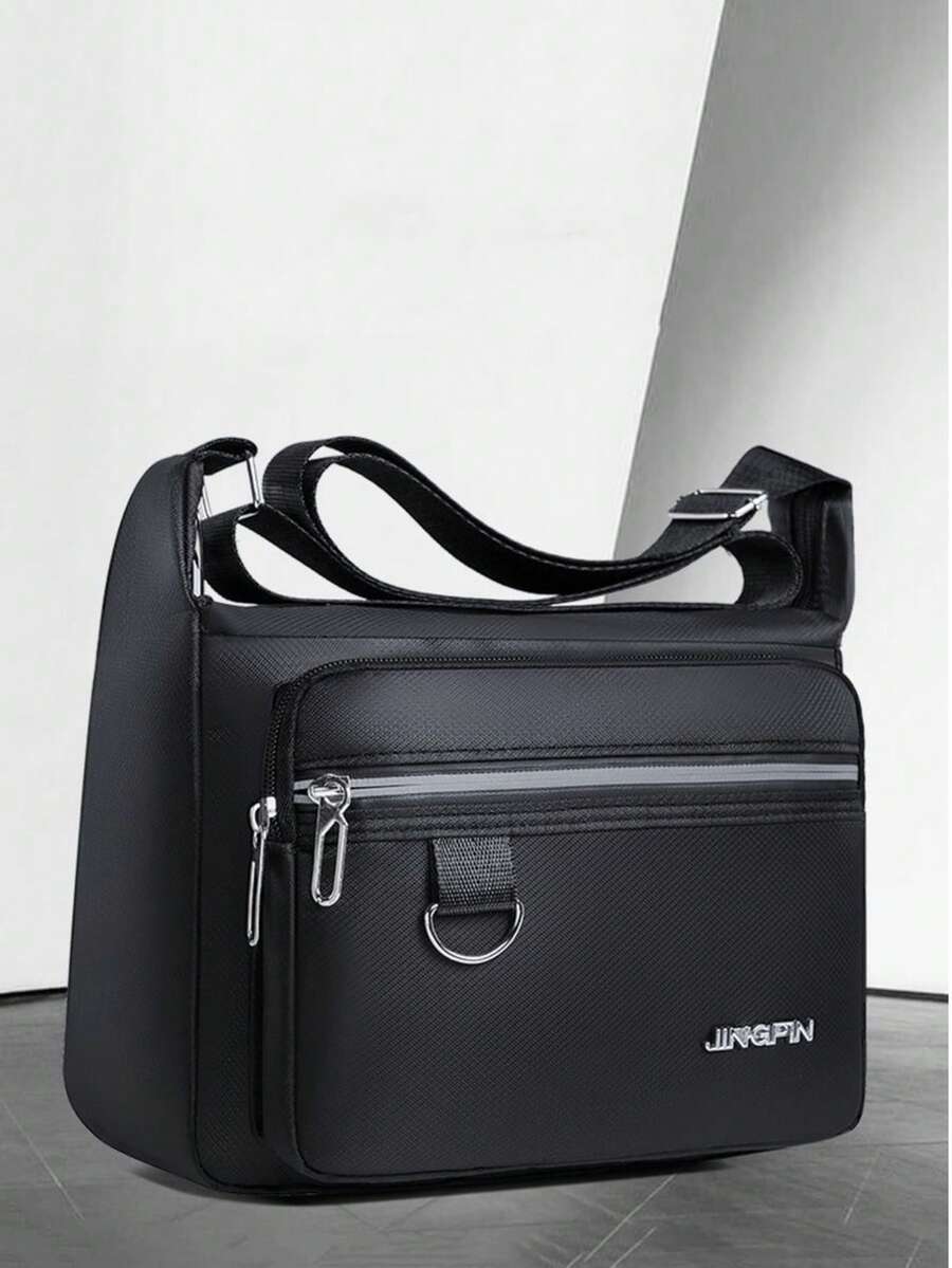 Men's Casual One Shoulder Messenger Bag, Large Capacity Multi-Pocket Commuter Shoulder Bag For Files & Coins - Brown - View 1