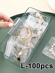 100个装高品质首饰收纳袋，透明首饰袋，防氧化首饰密封袋，适用于耳环、项链、手链和戒指 - 防褪色，小巧透明拉链袋，适合存放小型首饰 - 非常适合节日送礼 - 彩色 - 查看 14